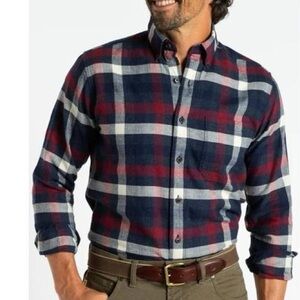 Duck Head Men's Casual Plaid Shirt - Navy and Burgundy